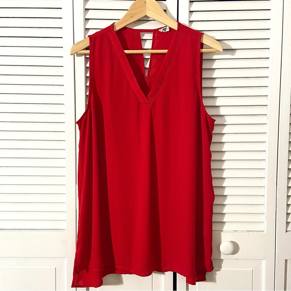 Pleione Cherry Red Sleeveless Lightweight Sleeveless Blouse Size XL